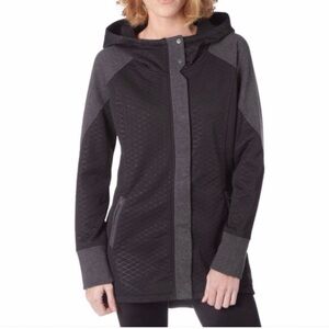 The North Face Recover Up Fleece Lined Jacket Black Gray Heather Hooded Quilted